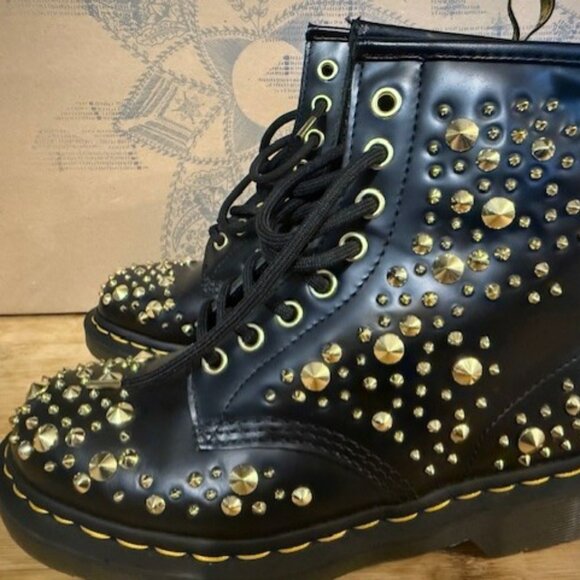 NWOT - Dr Martens 1460 Midas Smooth Leather Gold Studded Boots – RARE - Picture 6 of 16